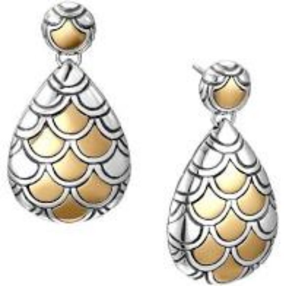 JOHN HARDY  GOLD NAGA STERLING TEARDROP EARRINGS - Picture 4 of 5